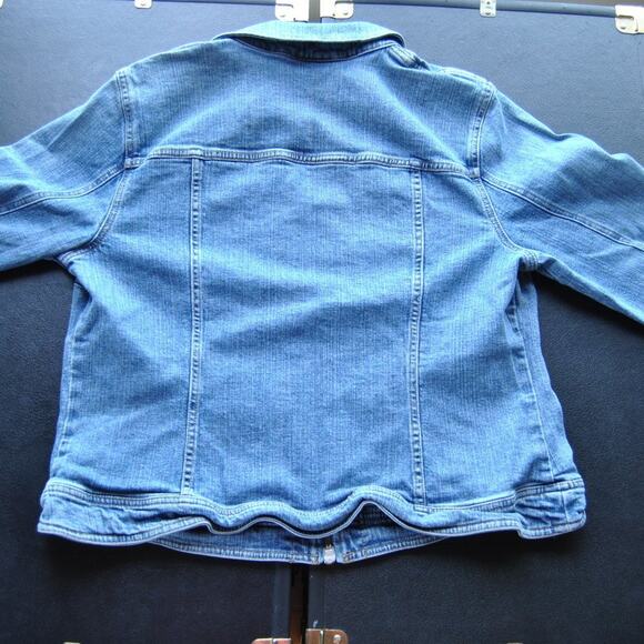 Style & Co. Large Blue Denim Jean Jacket with Zippers & Button Pockets - Picture 6 of 6